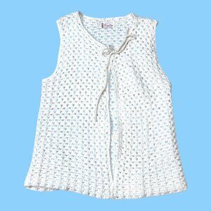Vintage Bradley Knitwear Crochet White Open Vest Tie Closure 100% Orlon Top Boho